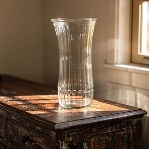 Vintage clear Hoosier Glass Company flower vase, style number 4089-C